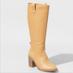 Universal Thread Davina Heeled Faux Leather Riding Boot Tan New With Tags